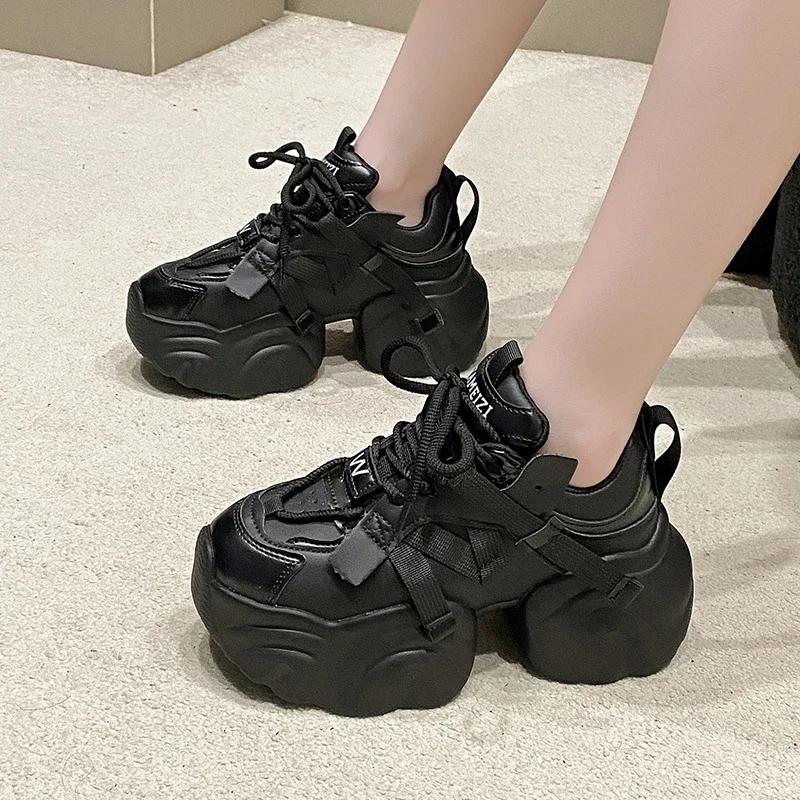 Fashion 7.5cm Thick Sole Women Non-slip Walking Sneakers New Autumn Women High Platform Outdoor Sport Sneakers Trainers Chunky Dad Shoes