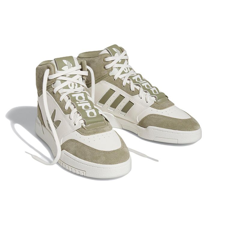 Adidas Originals Drop Step XL Comfortable Trendy Lightweight Durable Non-Slip High-Top Skate Shoes Unisex Skate Shoes White Olive-Green FZ5709