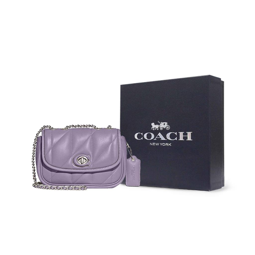 New COACH Pillow Leather Crossbody Bag Shoulder Bag Women's Taro Purple CA086-LHVHM