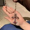 2026 New Punk Y2k Red Cross Double-layered  Necklace