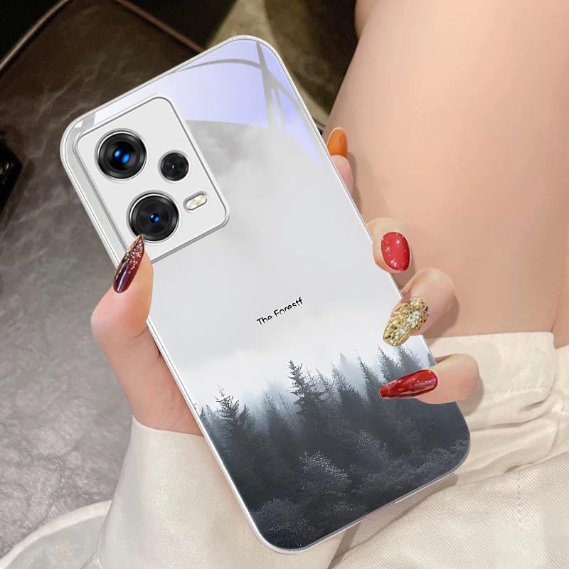 Misty Forest Black Für Xiaomi 14 Ultra 13 Lite Redmi Note 13 11 Pro 12 Plus Poco X6 3 Pro F4 6 GT Gehärtetes Glas Handyhülle