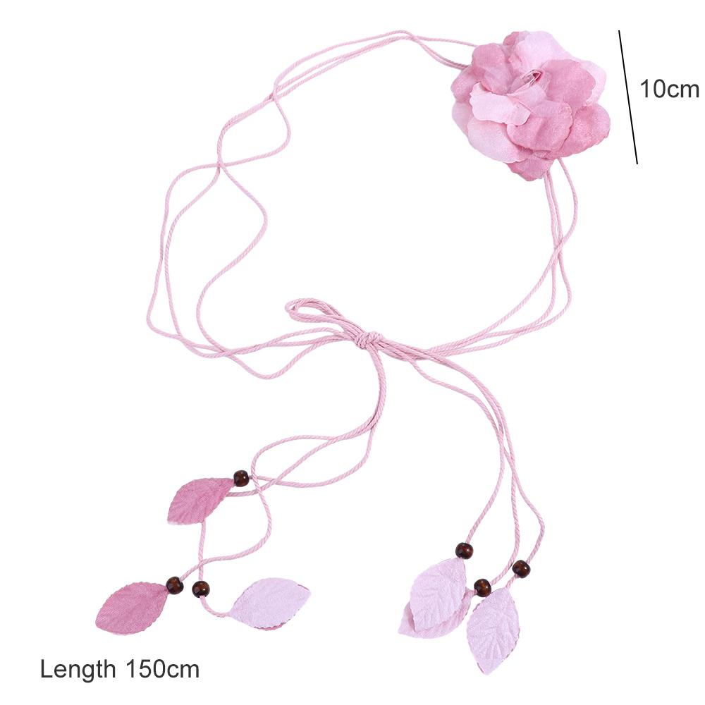 Women Elegant Big Flower Dress Decorated Tassle Chiffon Waistband Waist Chain Belts Waist Rope