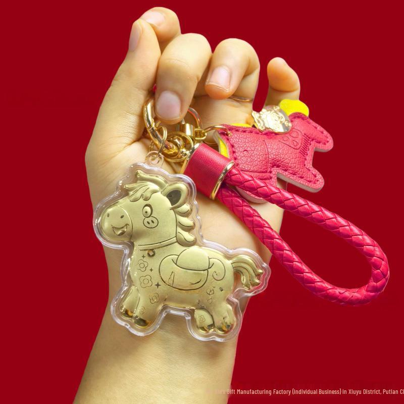 Pure Gold 999 Golden Horse Pendant Keychain - Instant Wealth Charm & Hot New Gift