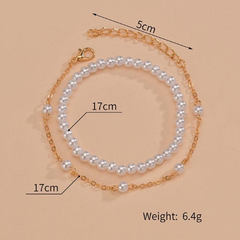 Imitation Pearl Bracelet Set for Women - Two-Piece 4mm Design
