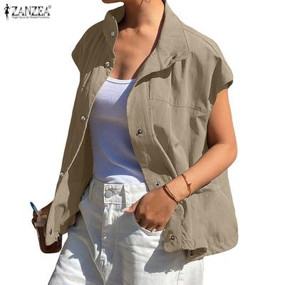 Damen Lässige Stehkragen Locker Ärmellose Weste Tops