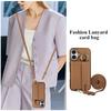 For iphone 16 15 14 Plus 16E Case PU Leather Wallet Bag Grip Strap Holder Neck Shoulder Long Crossbody Lanyard Ring Clasp Cover