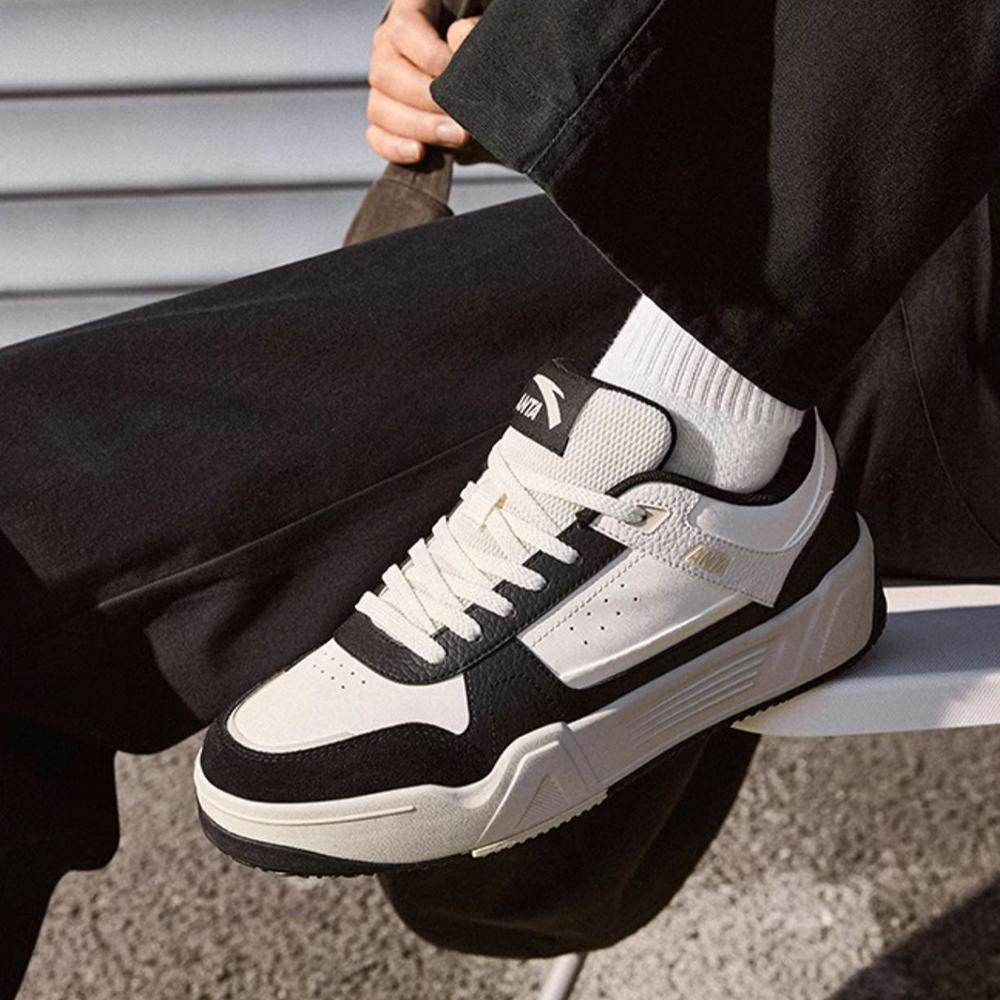 New Anta C37 Series Slip Resistant Balanced Lightweight Low Top Skateboard Shoes Men's White Black 912518006-5