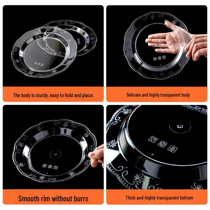 Qiwai Disposable Crystal Clear Round Snack Plates