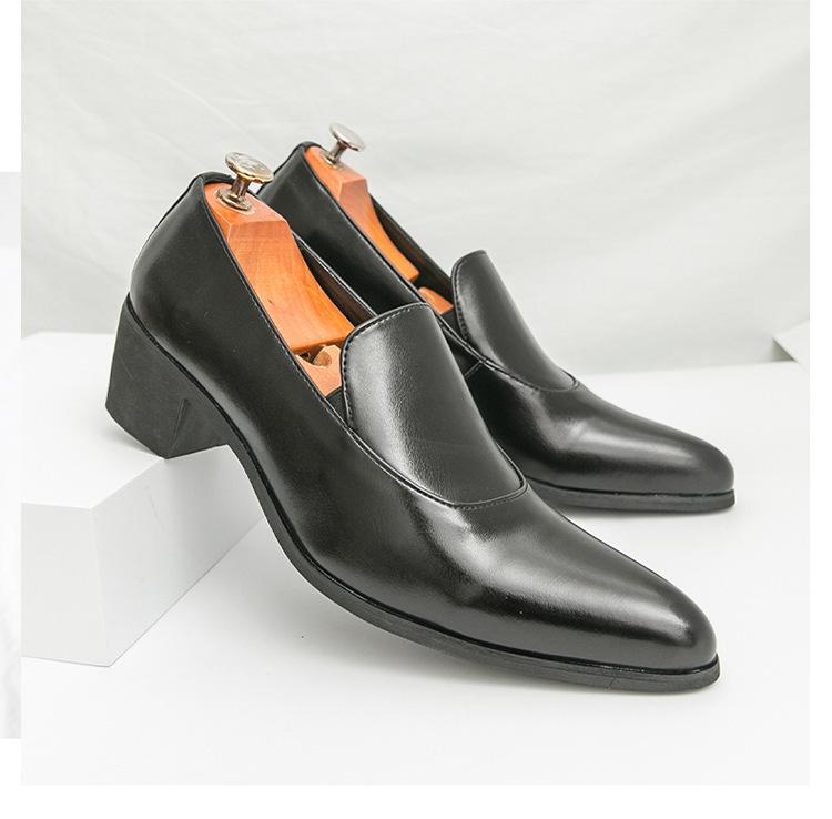 Plus Size Men's Formal Pointed Toe Leather Slip-on Shoes - Spring/Autumn 2025