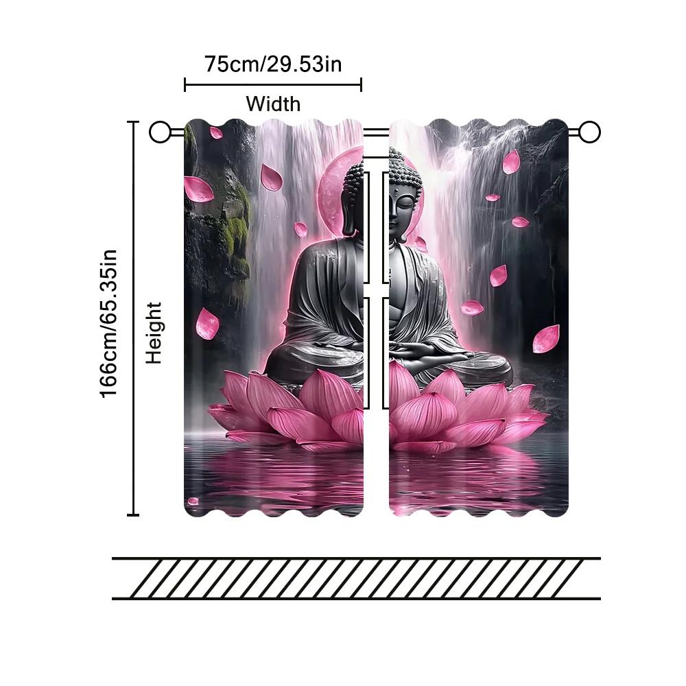 Scene Curtains Extraordinary Buddha Lotus Fabric Without Electricity Family Party Decoration Suitable Festive Curtain Made Of Polyester