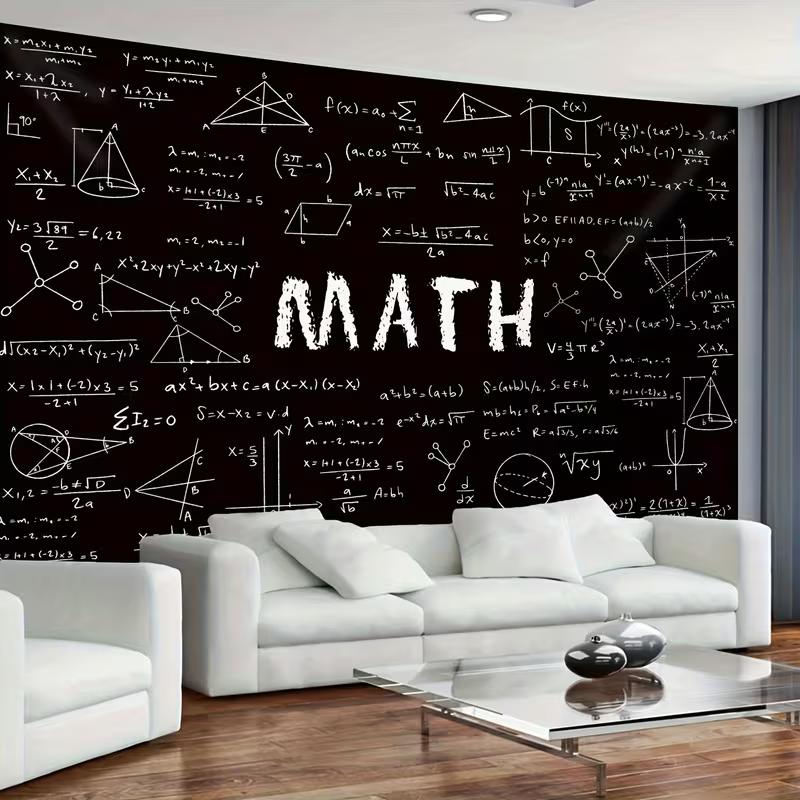 Colgante de Pared Educativo de Matemáticas con Ecuaciones, Gráficas y Geometría en Pizarra