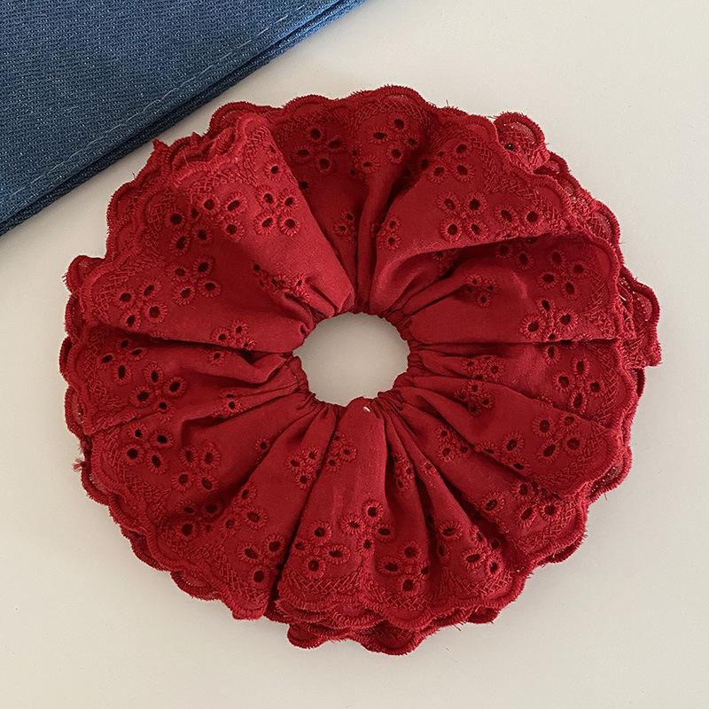 18cm Korean Candy Color Fabric Lace Scrunchie Band Sweet Oversized Rubber Bands Ponytail Tie Headbands Women Hair Accessory