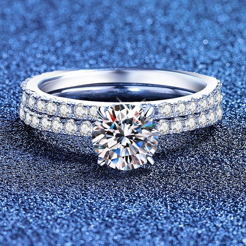 Eleganter S925 Sterling Silber Moissanit Ring - Leichter Luxus Japanischer Koreanischer Stil Stapelbarer Pavé Ring für Damen.