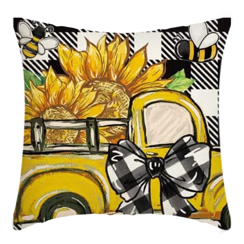Printed Sunflower Nordic Fresh Home Cotton and Linen Pastoral Style Pillow Living Room Sofa B&B Bay Window Large Cushion Cover