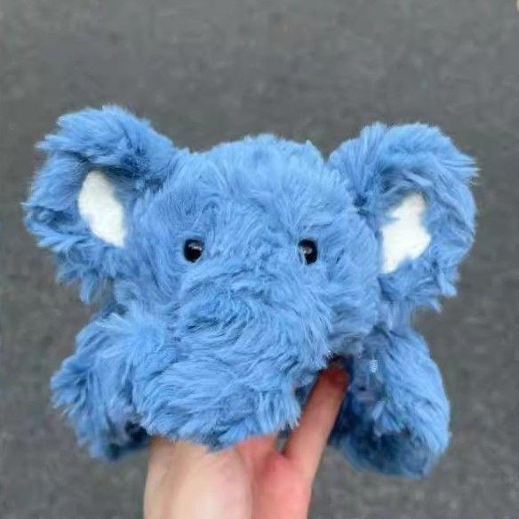Cute Blue Elephant Pencil Case With Plush Toy For Students Desk Organizer