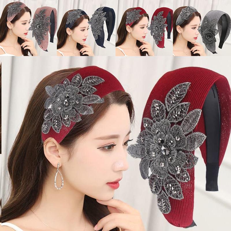 Wide-Brimmed Hairpin Non-Slip Breathable Large Flower Simple Headband Hair Band