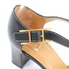 Excellent HERMES Sandals Ankle Strap with API Metal Black Leather Women 35.5 Used