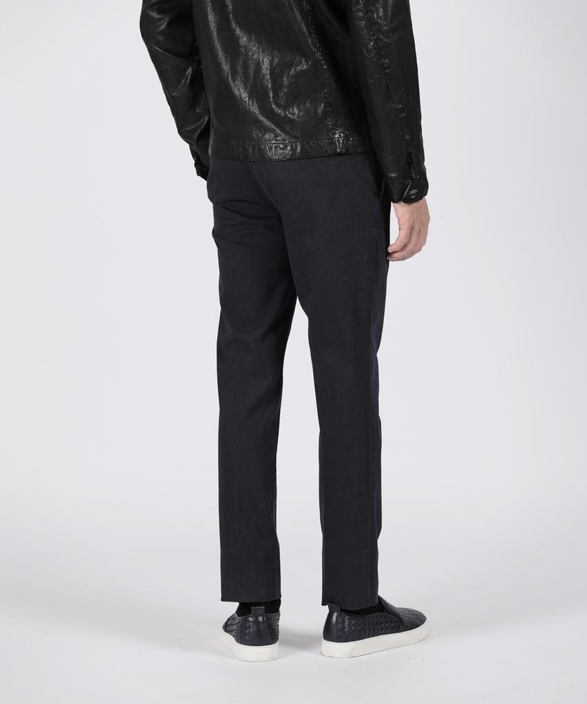 PANICALE Navy Slim Fit Dyed Cotton Pants F-Icpt52