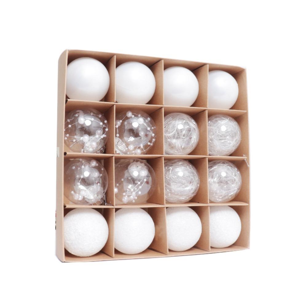 16Pcs/set Electroplating Painting Christmas Ball Ornament Glitter Xmas Baubles New Year Gift Xmas Tree Hanging Pendant Plastic