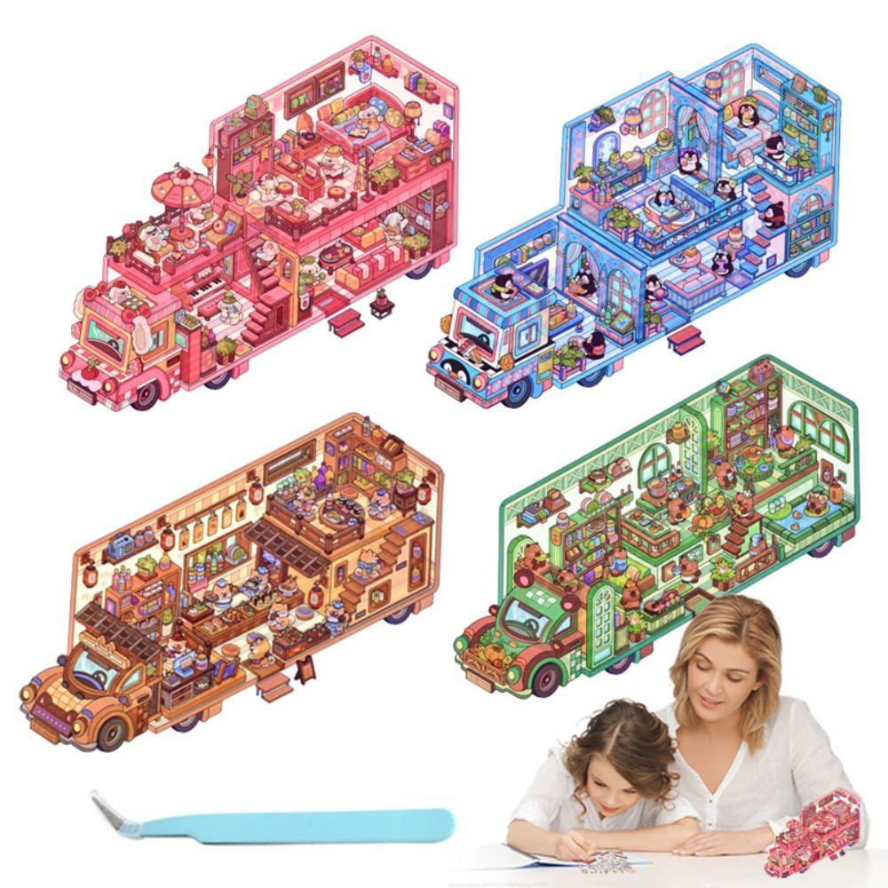 

4Pcs/Set PET Cabin Scene Game Sticker DIY Handmade Decorative Collage Decal Kid Child Gift