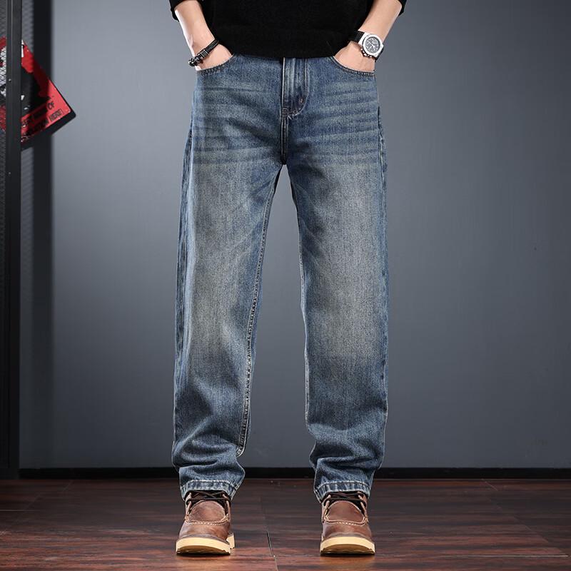 Jeleino Men s Loose Fit Straight Washed Jeans 28