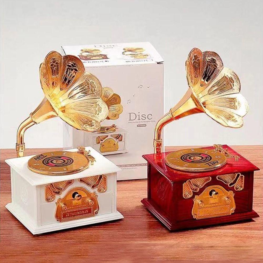Vintage Style Hand Carousel Music Box with Drawer Classical Music Box  Wedding Gift