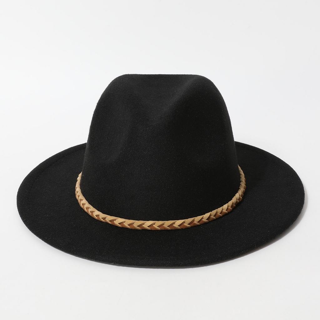 Western cowboy hat, vintage wide-brimmed jazz woolen hat, men's ribbon felt hat, Mongolian street dance Tibetan knight hat