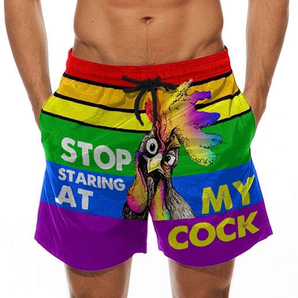 Men's 3D Turkey Head & Banana Print Swim Shorts