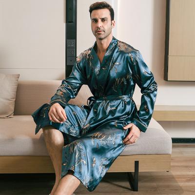 Pigiama da uomo primavera e autunno seta stile sottile pigiami oversize a maniche lunghe accappatoi accappatoi in seta di ghiaccio abbigliamento da casa estate