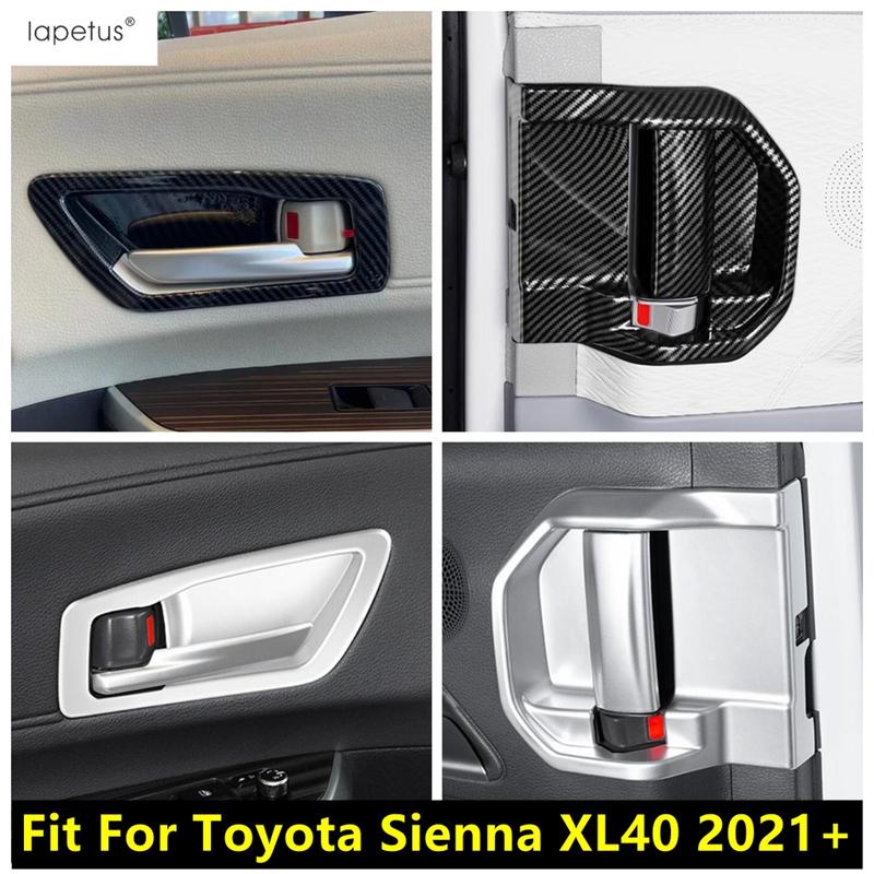 Car Inner Door Handle Bowl Panel Frame Decoration Cover Trim Carbon Fiber Style Accessories For Toyota Sienna XL40 - 2025