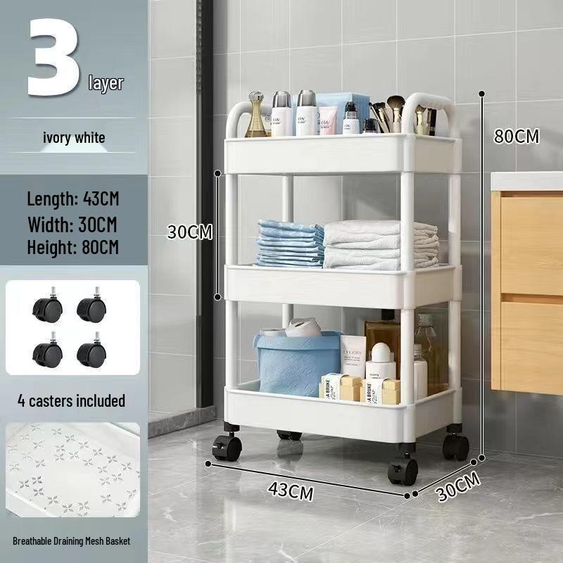 Mehrschichtiges mobiles Lagerregal für Küche, Schlafzimmer und Badezimmer