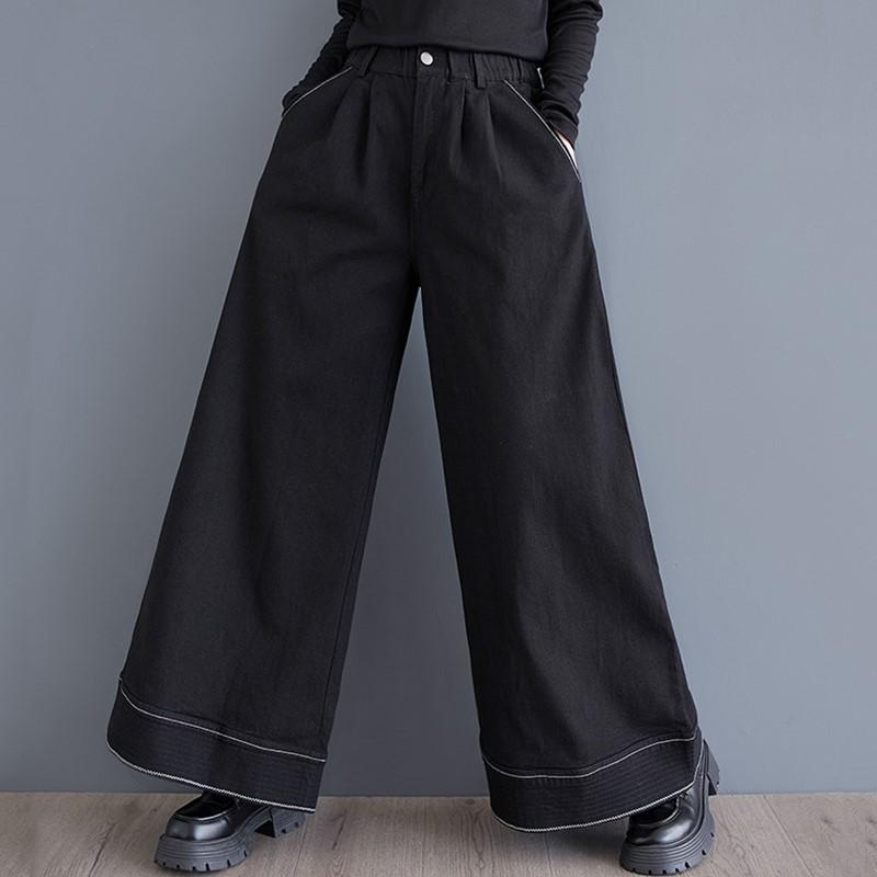 Άνοιξη φθινόπωρο plus size Vintage ψηλόμεσο casual χαλαρό Γυναικείο τζιν παντελόνι με φαρδύ πόδι