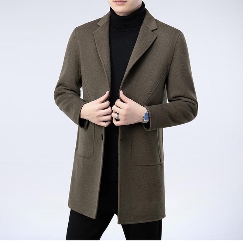 Firstview Men's Mid-Length Double-Faced Wool Lapel Coat