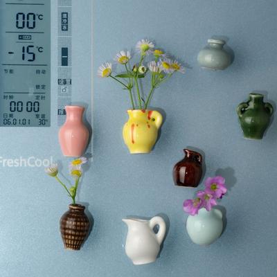 Neue DIY Keramik Mini Vase Kühlschrank mit Magnetsaugkraft Blumengesteck Dekoration Fingerspitzen Kühlschrank Dekoration