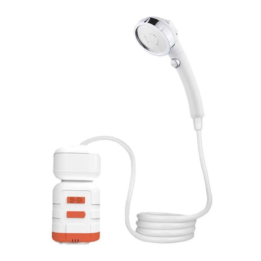 Портативный походный душ со светодиодной подсветкой и индикатором заряда, электрический походный душ, ручной походный душ для кемпинга, походов, путешествий оранжевый