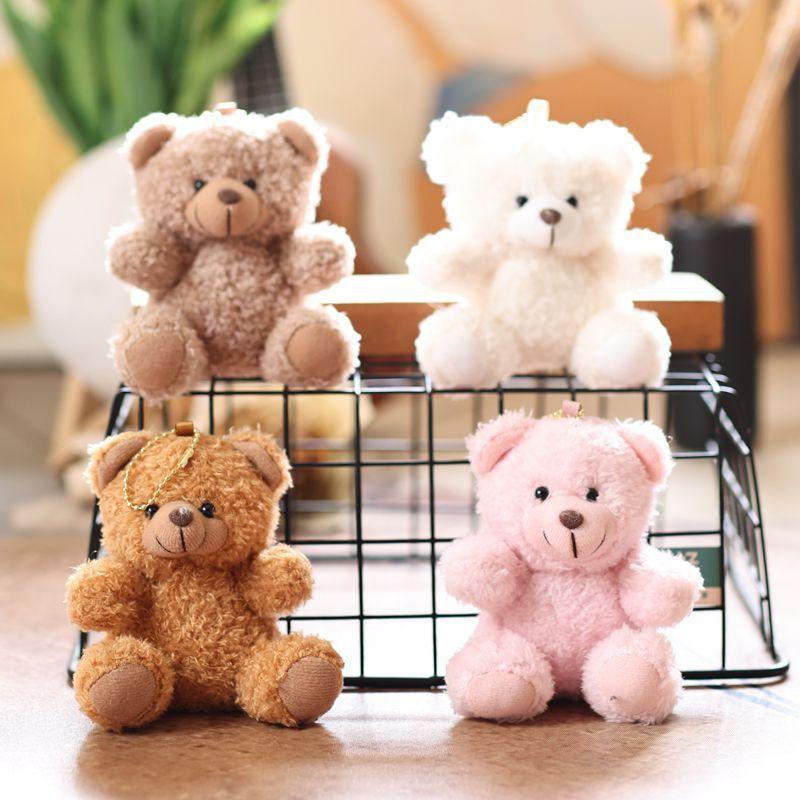 Breloc Drăguț de Pluș Urs cu Blană Moale Scurtă pentru Decorarea Genții și Cadou