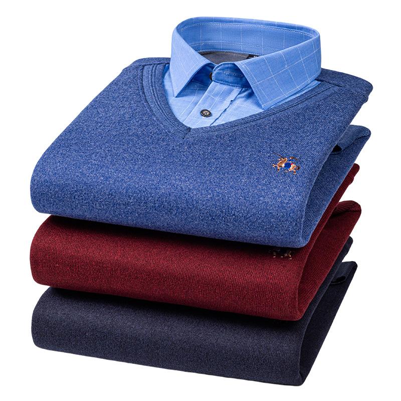 High-quality, thickened men's long-sleeved shirt for cold resistance and warmth, casual and fashionable for the street in winter
