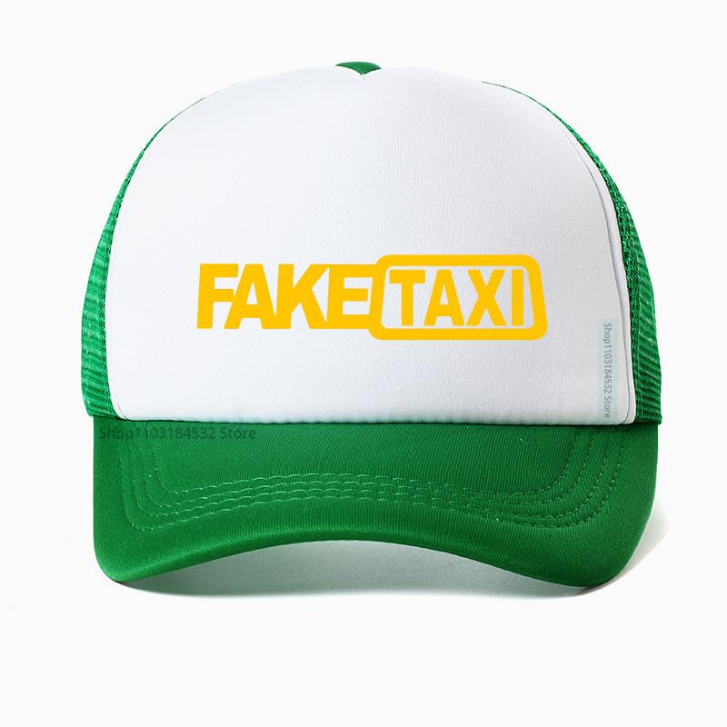 Berretto da Baseball Taxi Finto Alta Qualità Rete Traspirante Estate Uomo Nero Stampa Faketaxi Snapback