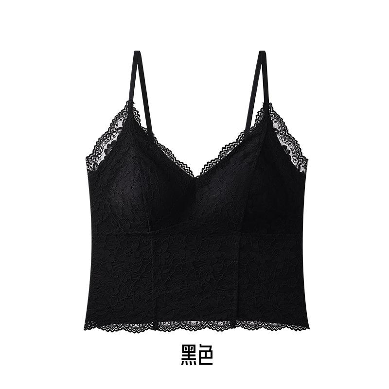 

Sexy French Lace Suspender Bra Free of Wear with Chest Pad Outside Wear with Beautiful Back Bottom Top M(recommended 45-52.5kg ) чёрный