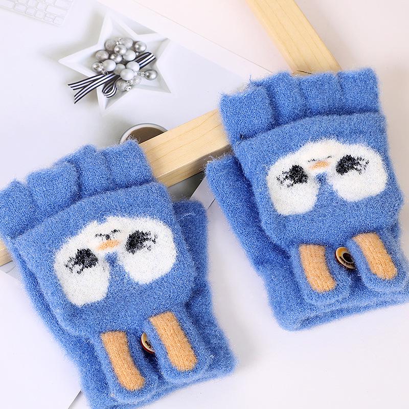 

Зимние детские варежки без пальцев с флисовой подкладкой и мультяшным кроликом для тепла и письма. One Size