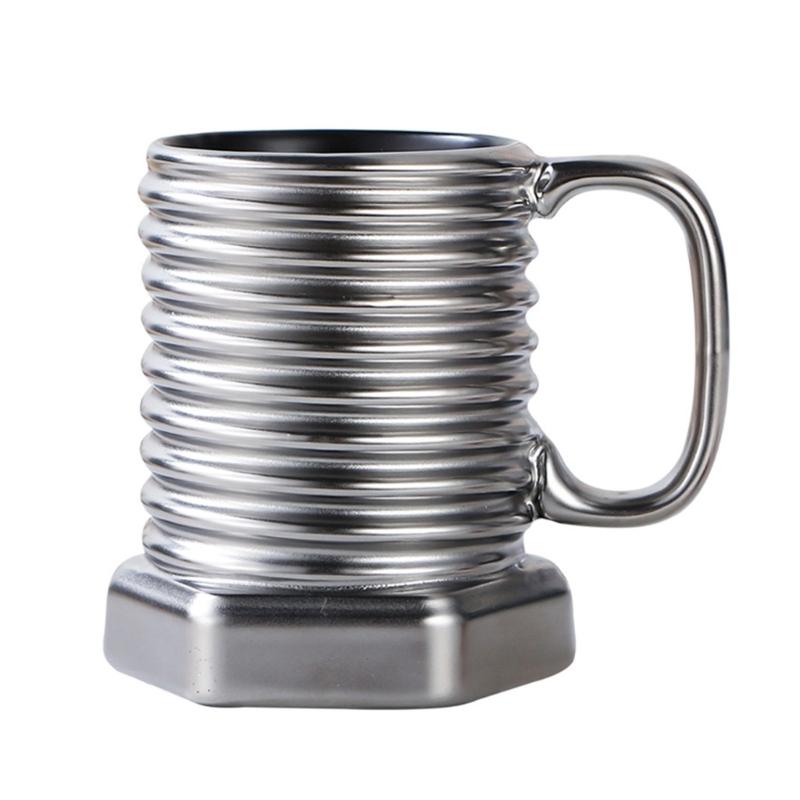 

Multifunctional Ceramic Coffee Mug Screw Shape Ergonomic Grip Suitable for Gifting and Decorating in Multiple Occasion серебряный