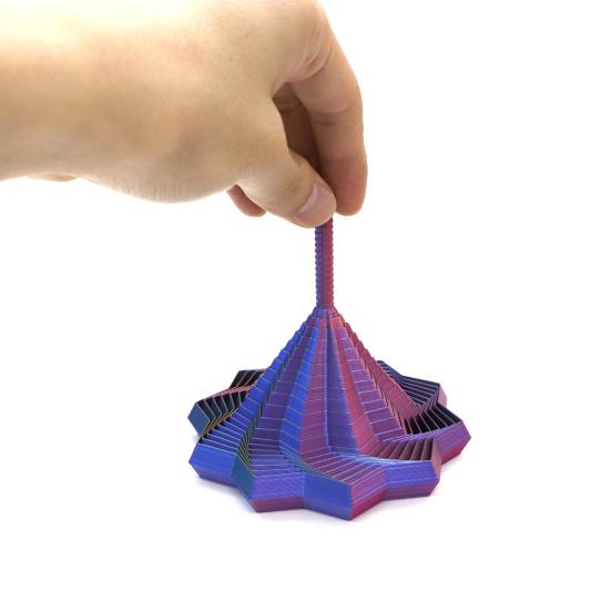 Expandable Sensory Fidget Star 3D Printed Fractal Stress Relief Toy Whirling Spiral Design Fidget Toy with Handle for Anxiety Relief Focus Enhancement