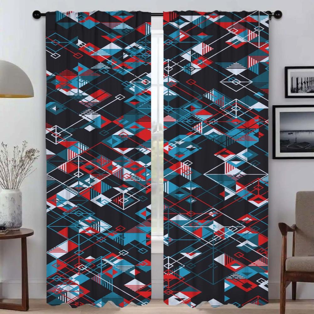 Painted Design Blackout Curtain for Room 2 Panel Elegant Room Curtains Tulle for Bedroom Home Interior Curtains Shades Partition