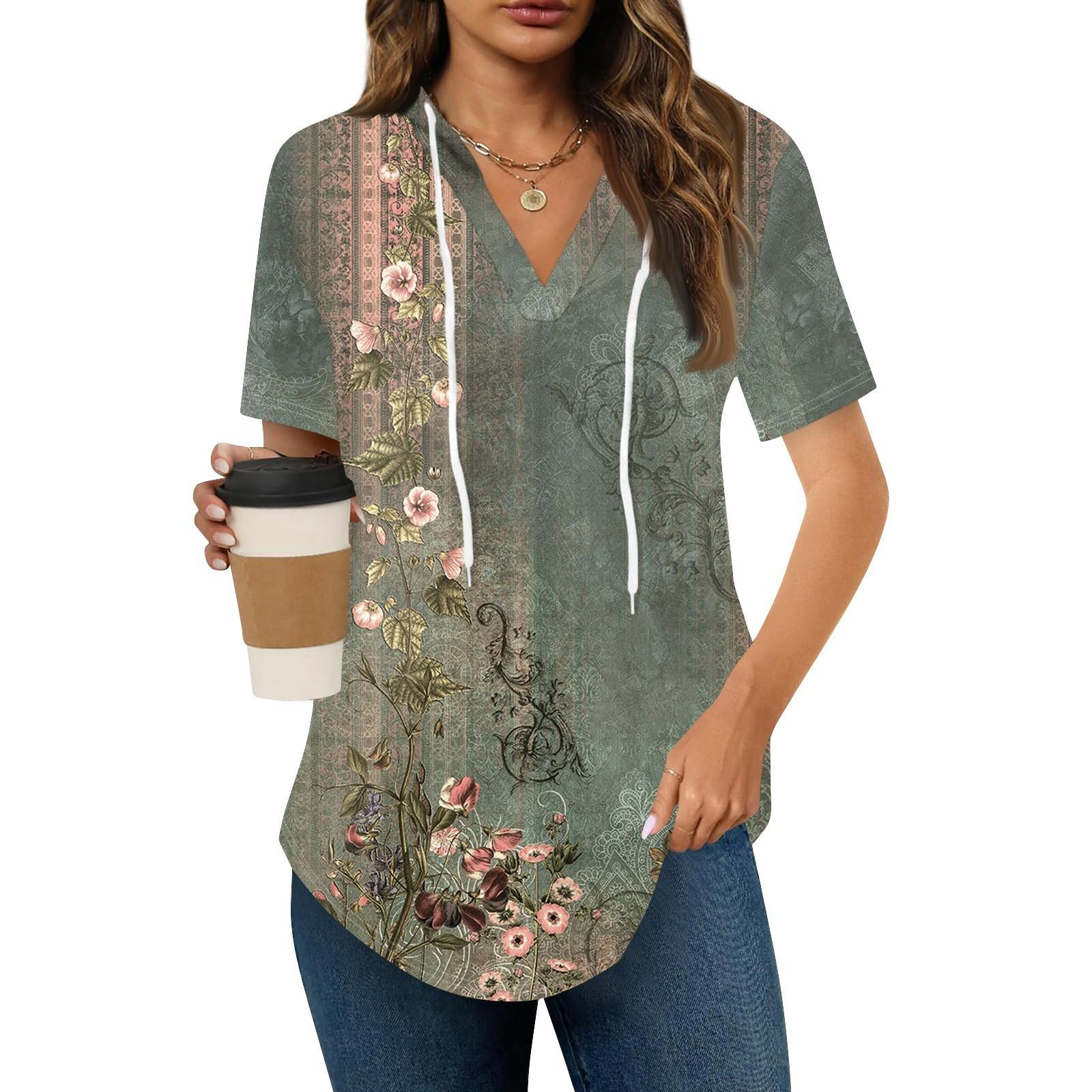 

Женские летние футболки с V-образным вырезом, толстовки с коротким рукавом, туники, повседневные свободные туники, толстовки XXL