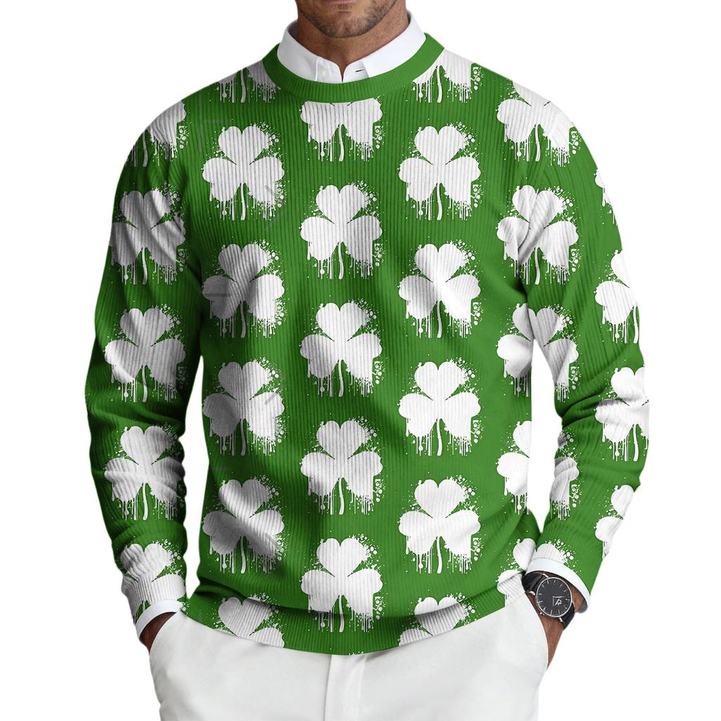 Men's Round Neck Long Sleeve Ribbed Knit Pullover