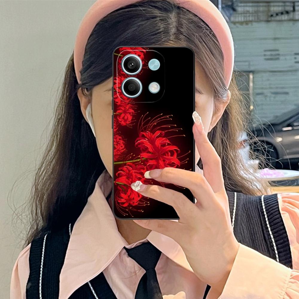 Cool Red Spider Lily Mobile Cell Phone Case for Xiaomi Redmi Note 13 12 11 10 9 8 7 6 S A Pro Lite Plus 5G Black Cover Shell