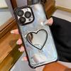 Heart-shaped Mirror Electroplated TPU + Acrylic Phone Case with Holder