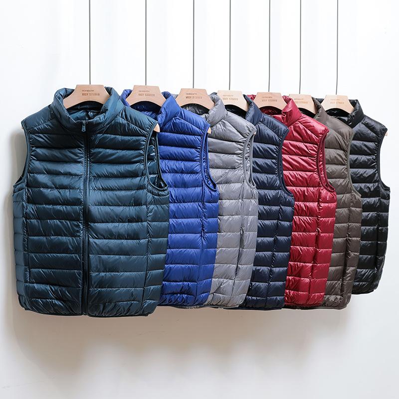 Men's Solid Color Lightweight Down Vest, Simple and Casual Sleeveless Jacket for Indoor and Outdoor Wear