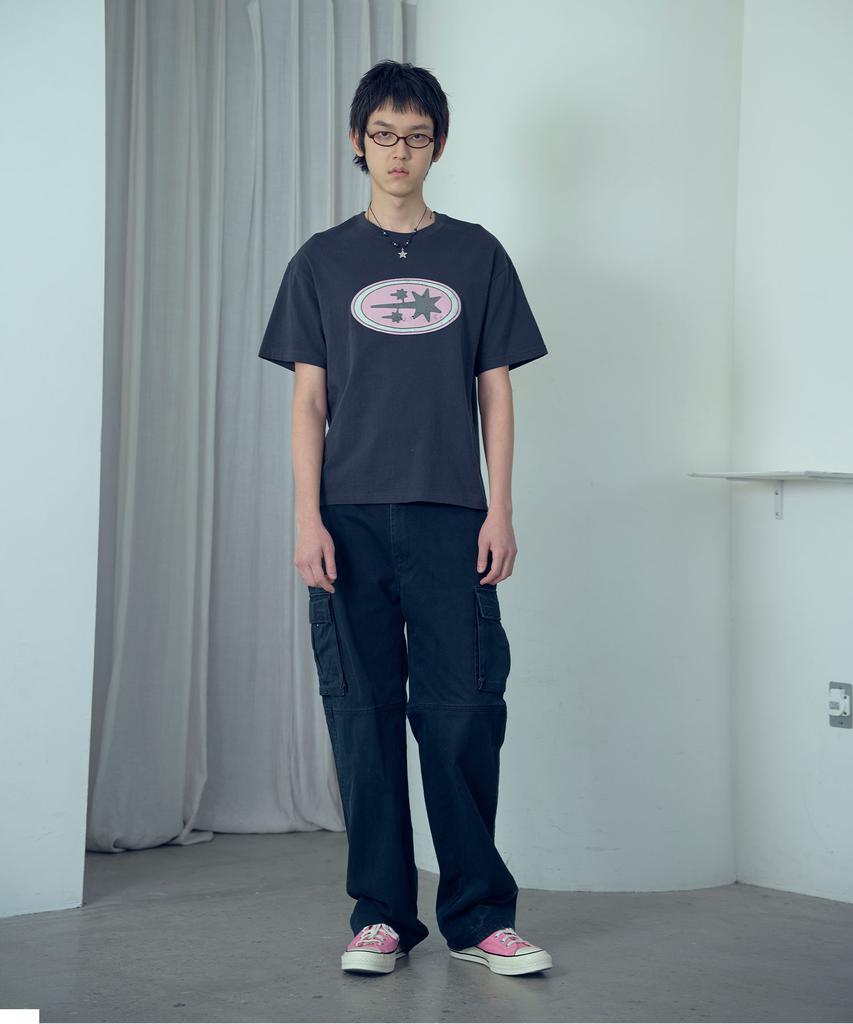 NICEGHOSTCLUB Oval 3Star Logo Tee_Charcoal(Ng2Gmut513A)