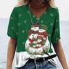 Plus Size 6XL Merry Christmas Women's Short sleeved V-neck T-shirt Christmas Tree Santa Claus Letter Print Simple Trendy Trend Women Clothing